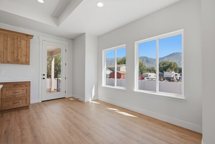 Dining area with mountain views