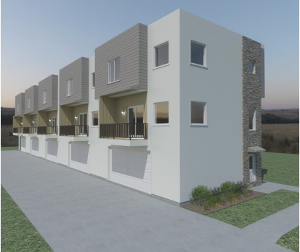 Rendering of five townhomes in the Ballpark district of Salt Lake City